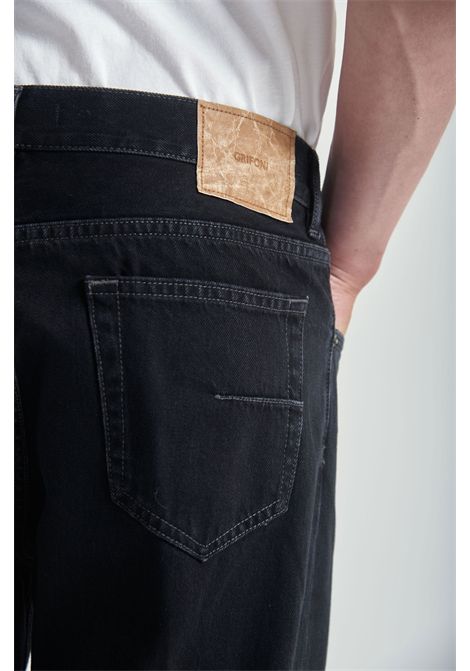Grifoni Jeans Casey Carrot Fit in Denim di Cotone Nero Uomo GRIFONI | Jeans | G6AC0034DARK BLACK